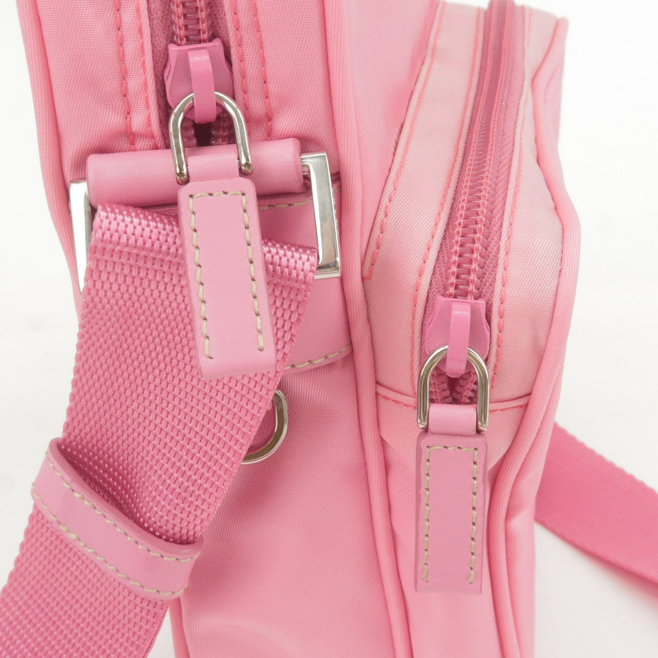 Prada Nylon Leather Shoulder Bag Pouch Purse Pink  BT0169