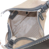 Prada Logo Jacquard Leather Shoulder Bag Beige Black BR3430