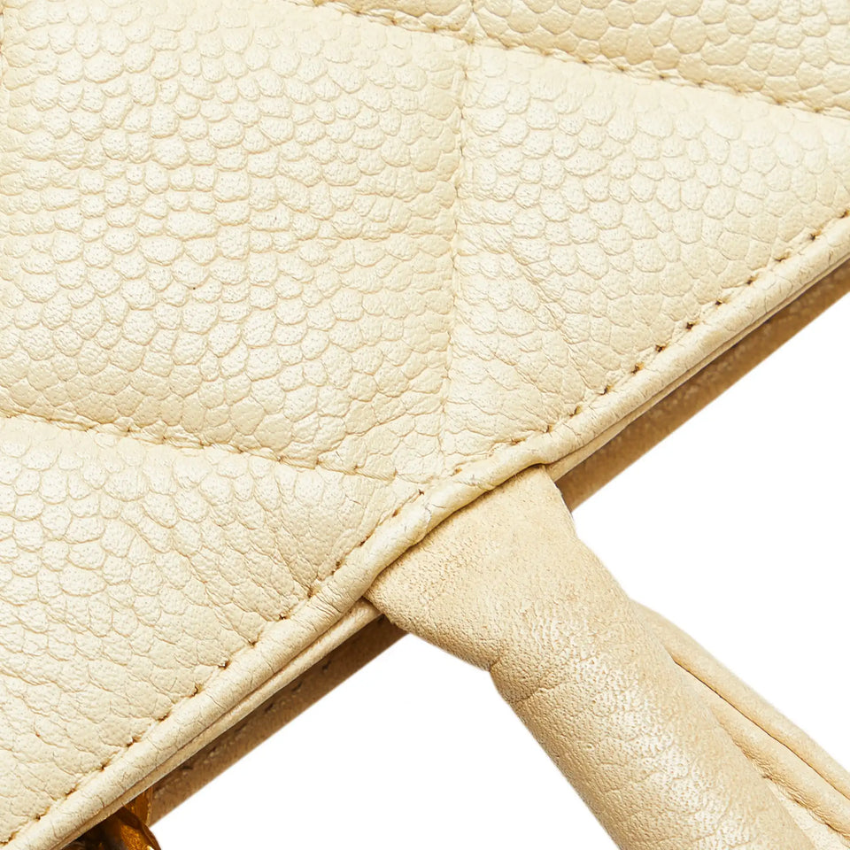 Chanel Medallion Tote Bag White Caviar Gold