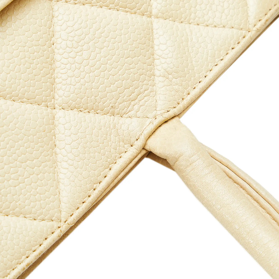 Chanel Medallion Tote Bag White Caviar Gold