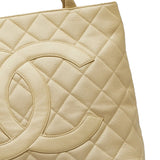 Chanel Medallion Tote Bag White Caviar Gold