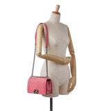 Chanel Boy Flap Medium Pink Chevron Lambskin Silver