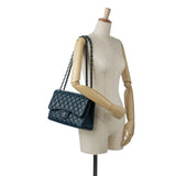 Chanel Classic Double Flap Jumbo Blue Lambskin Gold