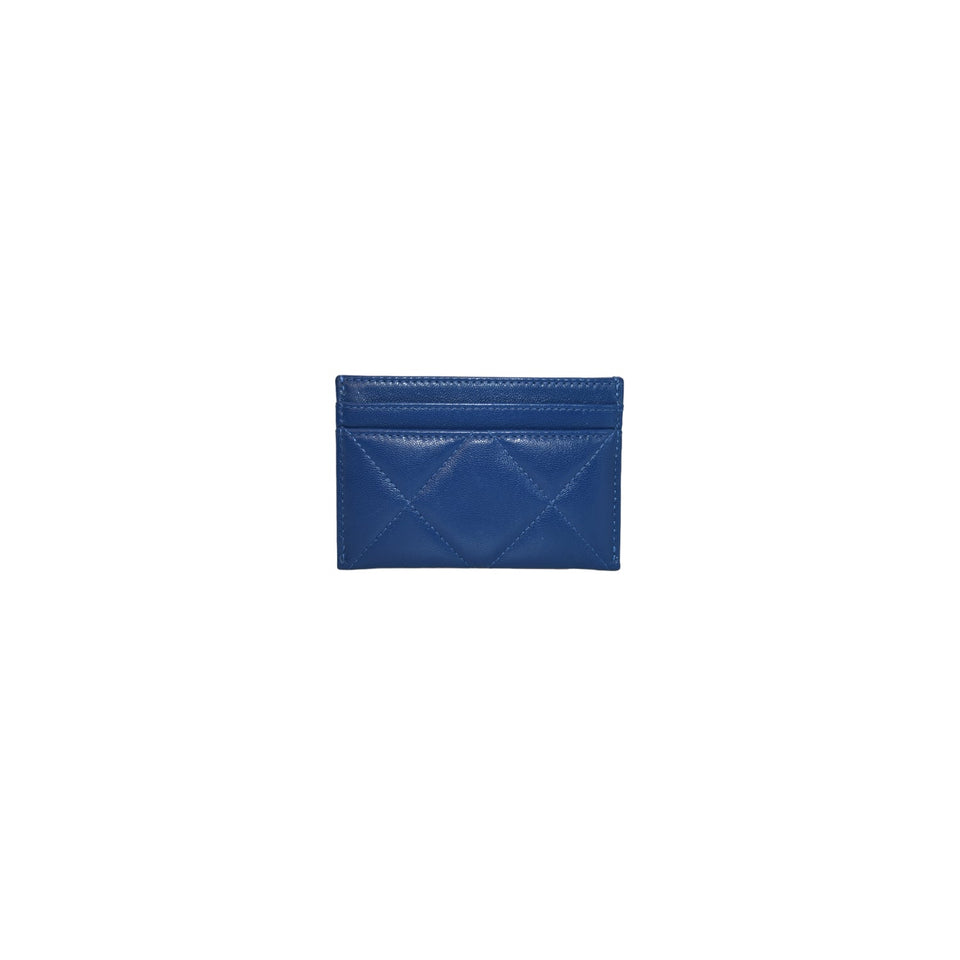 Chanel bags 19 Quilted Goatskin Card Holder Dark Blue