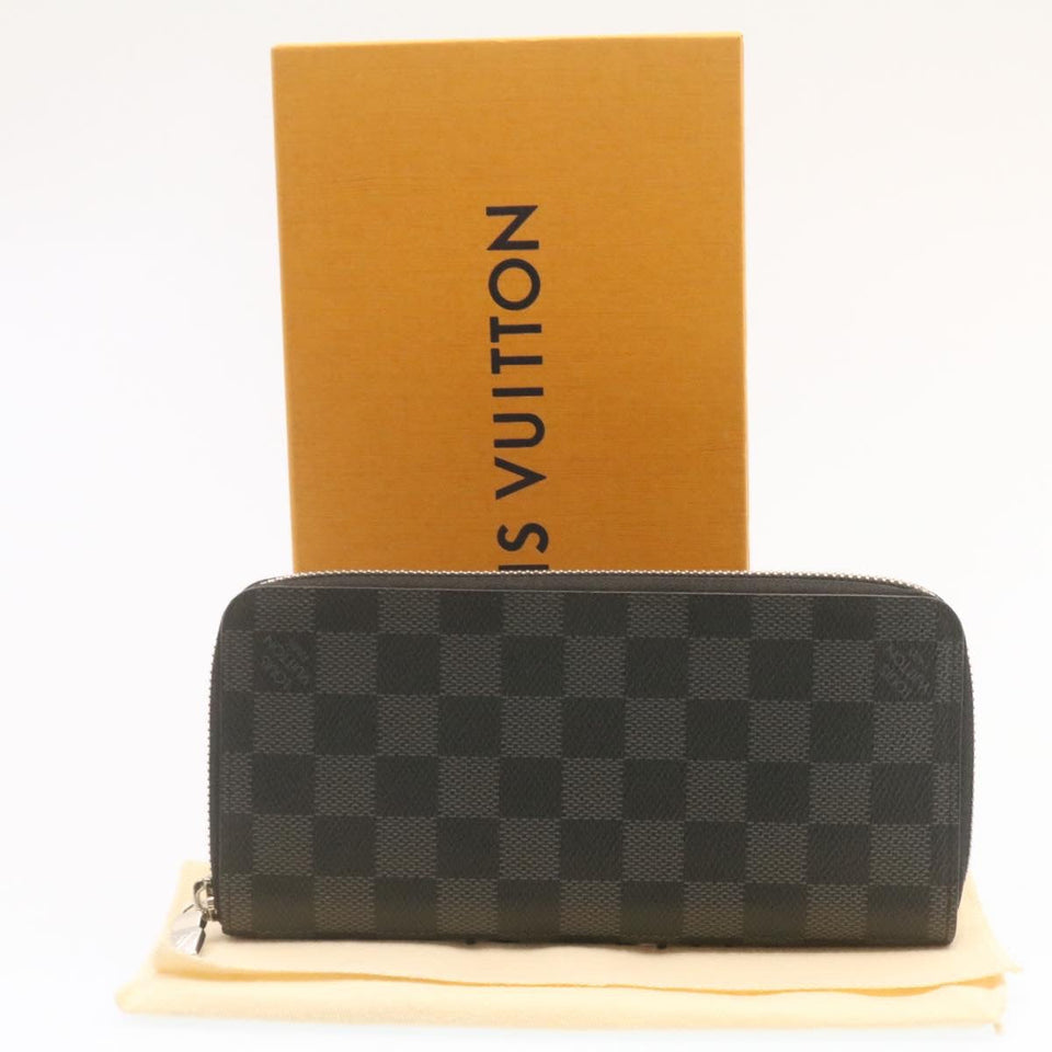 LOUIS VUITTON Damier Graphite Zippy Wallet Vertical Wallet N63095 LV Auth 22545