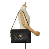 Chanel CC Chain Shoulder Bag Black Caviar Gold