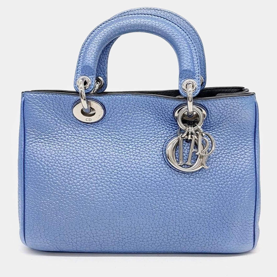 Christian Blue Grained Leather Diorissimo Mini Tote Bag