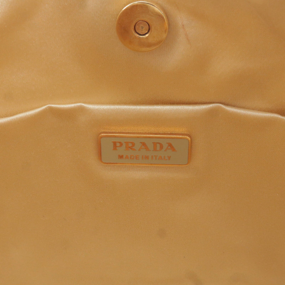 Prada Logo Nylon Leather Chain Shoulder Bag Yellow BR0104