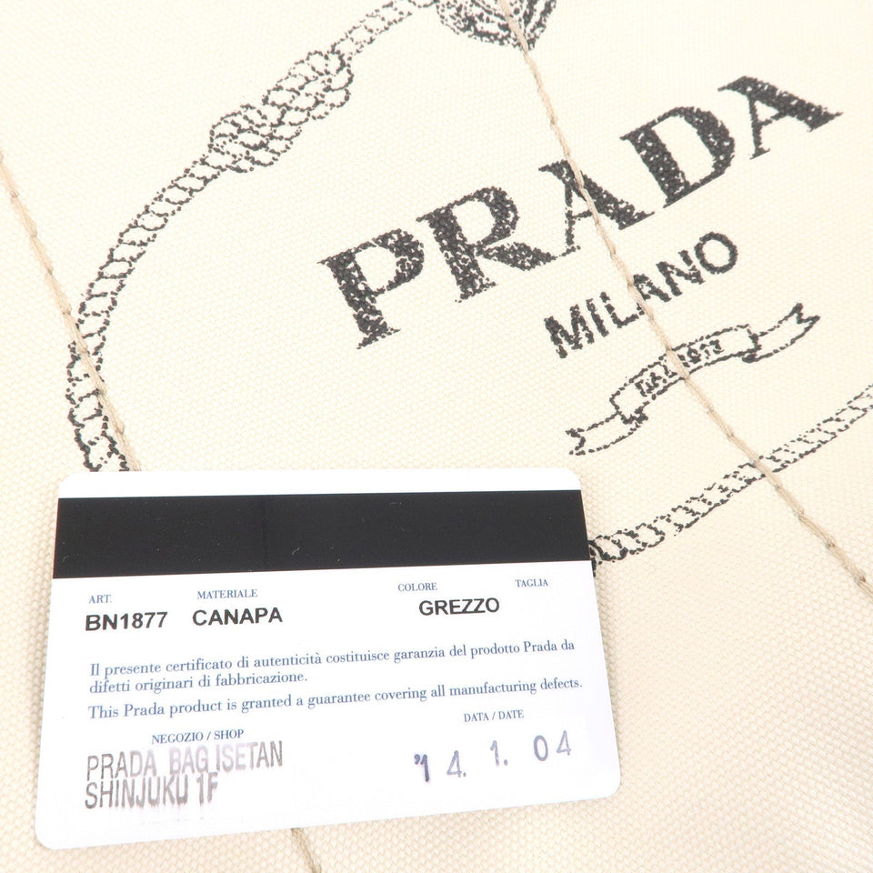 Prada Canapa Canvas Tote Bag Hand Bag Ivory BN1877