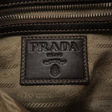 Prada Logo Jacquard Leather Shoulder Bag Beige Brown BT0534