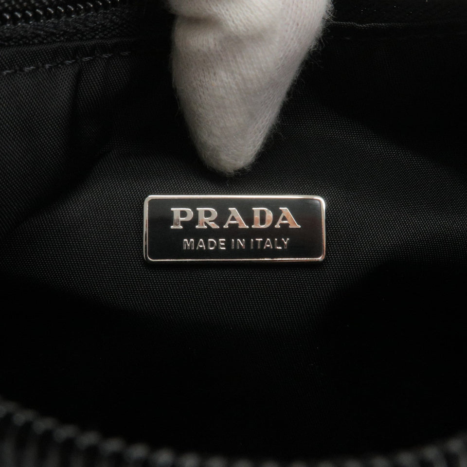 Prada Logo Nylon Hand Bag Pouch Purse NERO Black