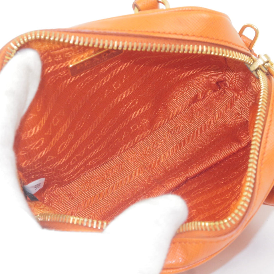Prada Logo Leather Chain 2Way Bag Shoulder Bag Orenge BL0705