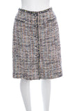 Chanel Multicolor Tweed Button Down Skirt SZ 40