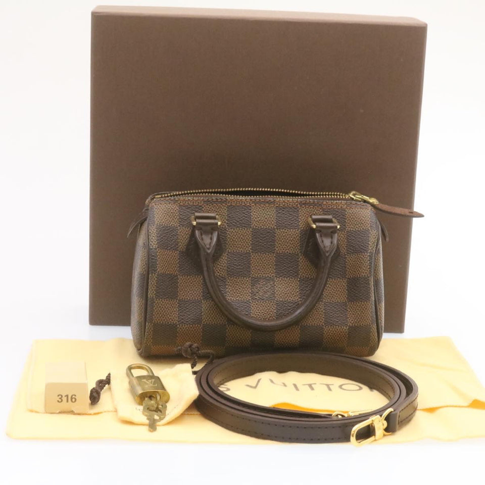 LOUIS VUITTON Damier Ebene Mini Speedy Hand Bag SP Order LV Auth 23260A