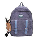 Corduroy Schoolbag Women's Backpack Winter Female Rucksack Small Book Back Bags Striped Shoulder Bags