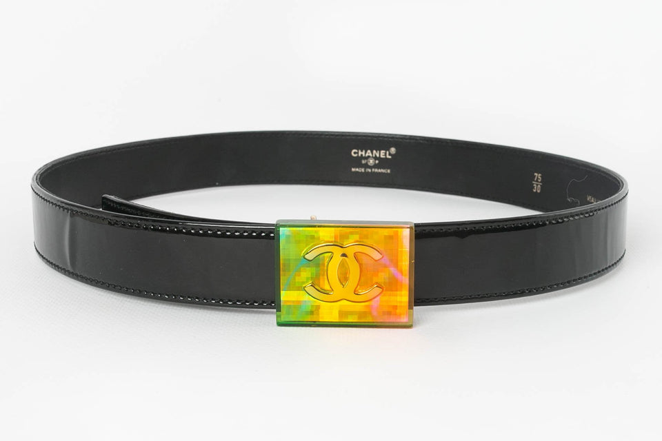 Ceinture en cuir noir Chanel