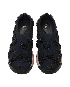 Dior Fusion Embellished Slip-On Sneakers in Navy Blue Mesh