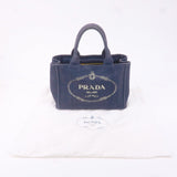 Prada Canapa Mini Canvas 2Way Tote Bag Hand Bag Navy 1BG439