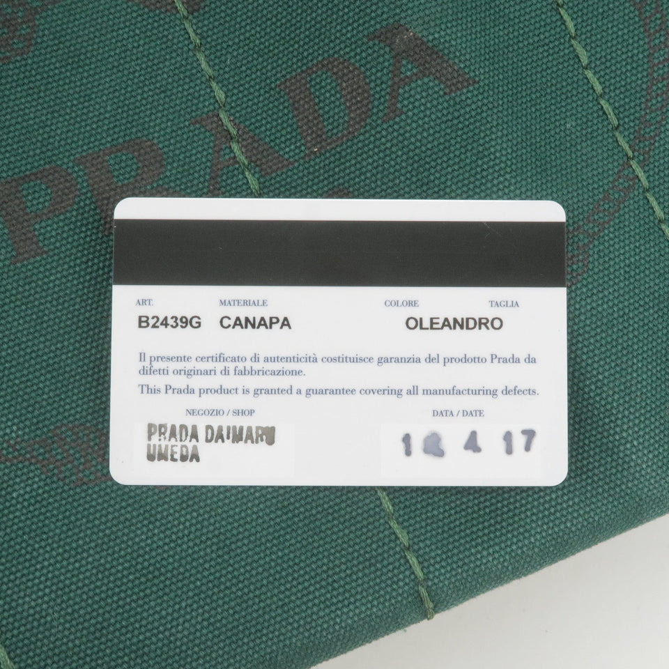 Prada Canapa Mini Canvas 2Way Bag Shoulder Bag Green B2439G