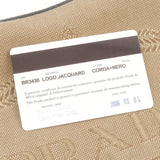 Prada Logo Jacquard Leather Shoulder Bag Beige Black BR3430