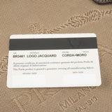 Prada Logo Jacquard Leather Boston Bag Beige Brown BR3461