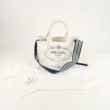Prada Canapa Mini Canvas 2Way Tote Bag Hand Bag White 1BG439