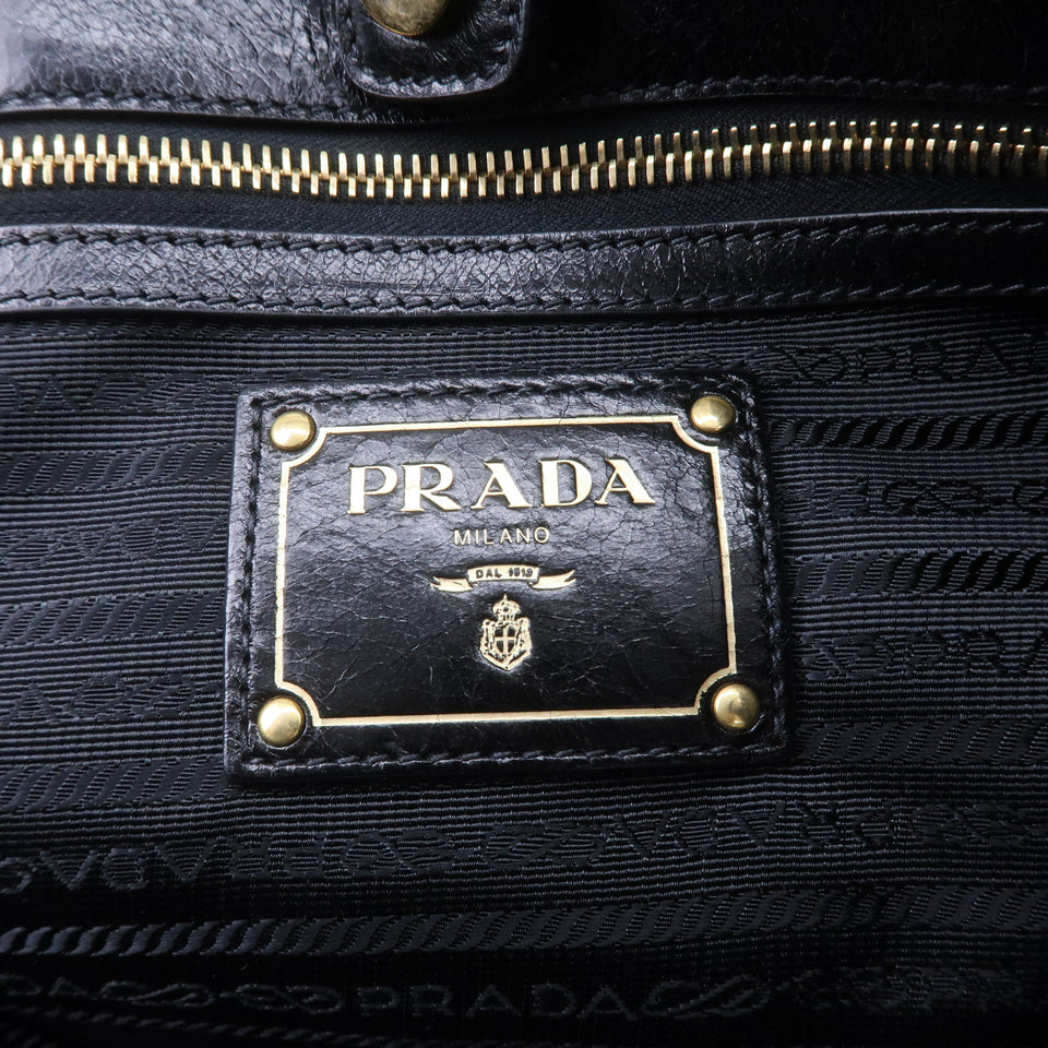Prada Leather 2WAY Bag Shoulder Bag Hand Bag Black BN2151