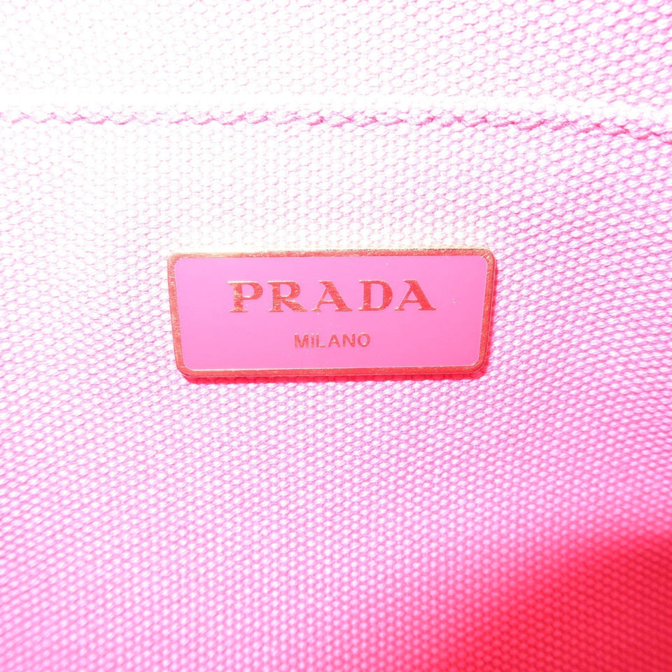 Prada Logo Canapa Mini Canvas 2Way Tote Bag Pink 1BG439