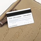 Prada Logo Jacquard Leather Shoulder Bag Beige Brown 1BH089