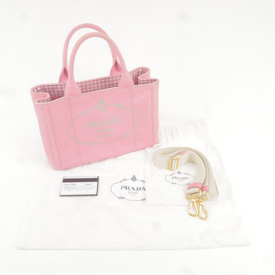Prada Canapa Mini Canvas 2Way Bag Shoulder Bag Pink 1BG439