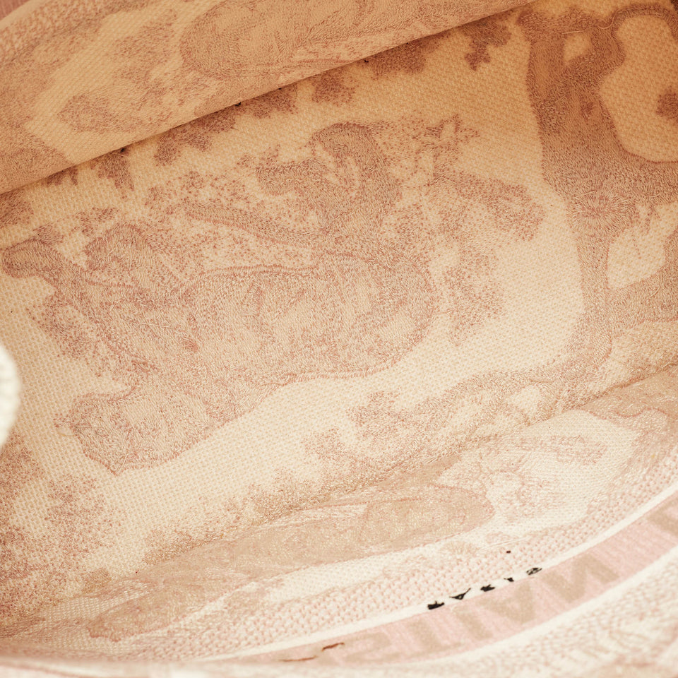 Dior Pink Embroidery Canvas Medium Book Tote..