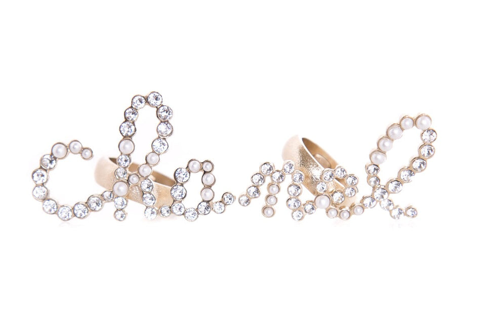 Chanel Gold & Pearl Stack Ring Set SZ 6/7.5
