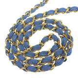 CHANEL Around 1990 Made Denim Full Flap Mini Chain Bag Blue