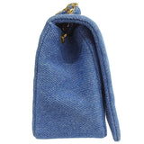 CHANEL Around 1990 Made Denim Full Flap Mini Chain Bag Blue