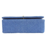 CHANEL Around 1990 Made Denim Full Flap Mini Chain Bag Blue
