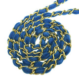 CHANEL Around 1990 Made Velvet Turn-Lock Mini Chain Bag Blue