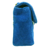 CHANEL Around 1990 Made Velvet Turn-Lock Mini Chain Bag Blue