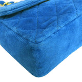 CHANEL Around 1990 Made Velvet Turn-Lock Mini Chain Bag Blue