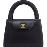 CHANEL Around 1998 Made Caviar Skin Turn-Lock Handle Bag Black