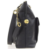 CHANEL Around 1995 Made Caviar Skin Turn-Lock Chain Tote Bag Black