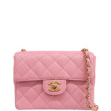 CHANEL Around 2004 Made Caviar Skin Classic Flap Chain Mini Bag Pink