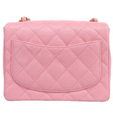 CHANEL Around 2004 Made Caviar Skin Classic Flap Chain Mini Bag Pink