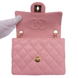 CHANEL Around 2004 Made Caviar Skin Classic Flap Chain Mini Bag Pink