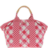 CHANEL Around 2011 Made Gingham Pattern Cc Mark Hnadle Bag Pink/White