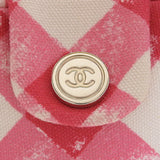 CHANEL Around 2011 Made Gingham Pattern Cc Mark Hnadle Bag Pink/White