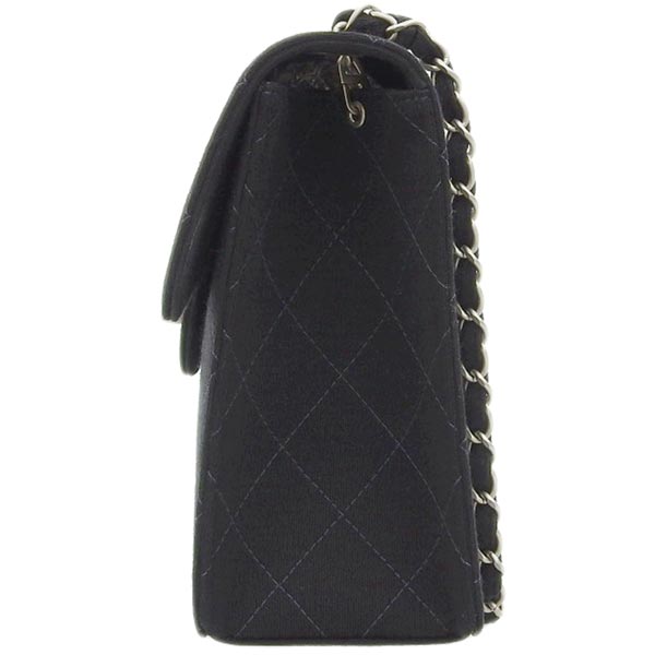CHANEL Around 1998 Made Cotton Classic Flap Chain Bag Black