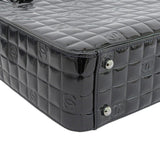 CHANEL Around 2001 Made Patent Chocolate Bar Cc Mark Embossed Top Handle Bag Black