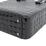 CHANEL Around 2001 Made Patent Chocolate Bar Cc Mark Embossed Top Handle Bag Black