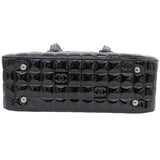 CHANEL Around 2001 Made Patent Chocolate Bar Cc Mark Embossed Top Handle Bag Black