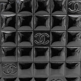 CHANEL Around 2001 Made Patent Chocolate Bar Cc Mark Embossed Top Handle Bag Black